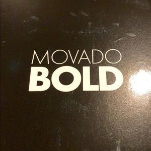 Movado Men's BOLD Blue Black Leather Strap Watch
